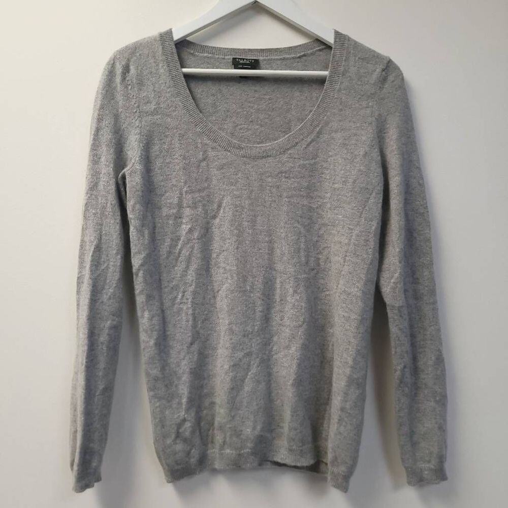 Talbots Pure Cashmere Sweater Gray Womens Size Medium Soft Knit Long Sleeve Top​